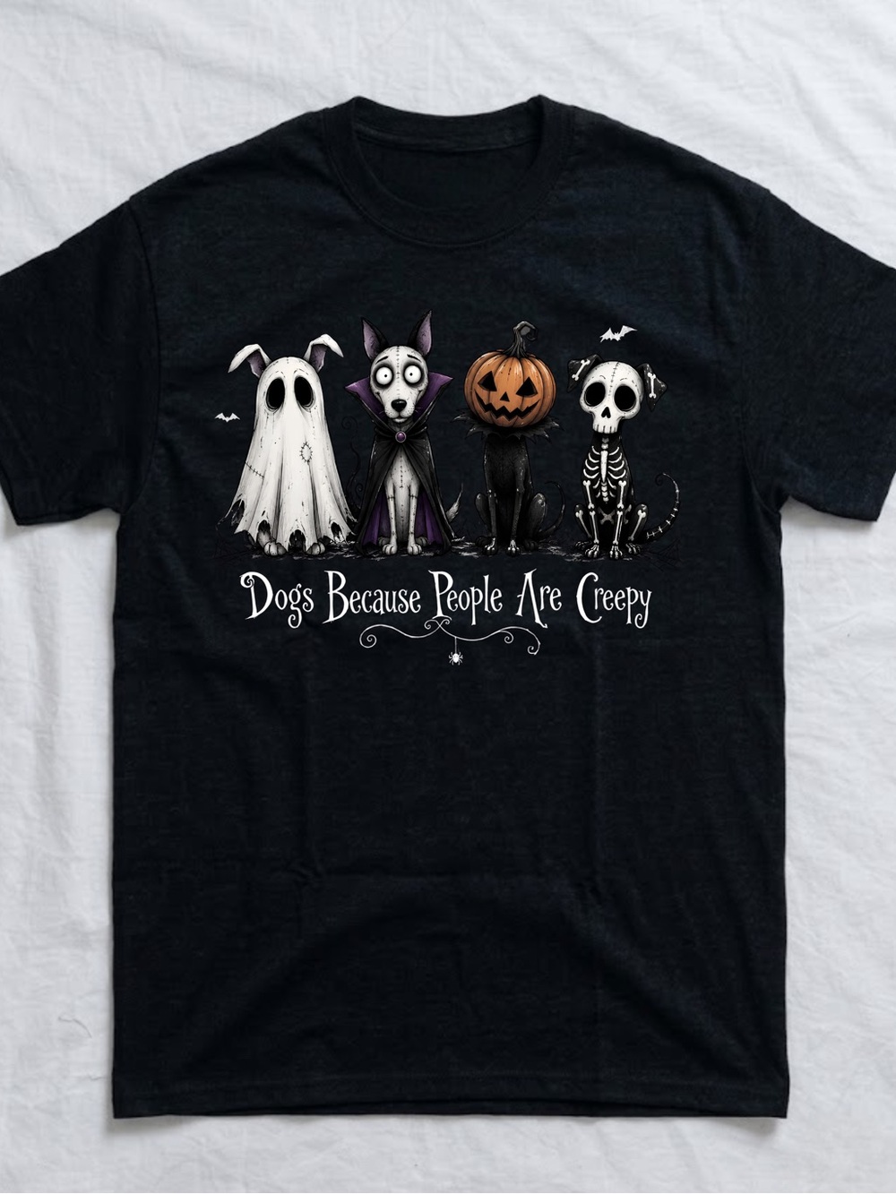 Gildan Black Halloween with Spooky Dog Characters Tee